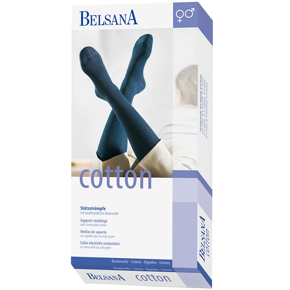 Belsana Cotton Stützkniestrumpf Gr. 45-47 Farbe denim