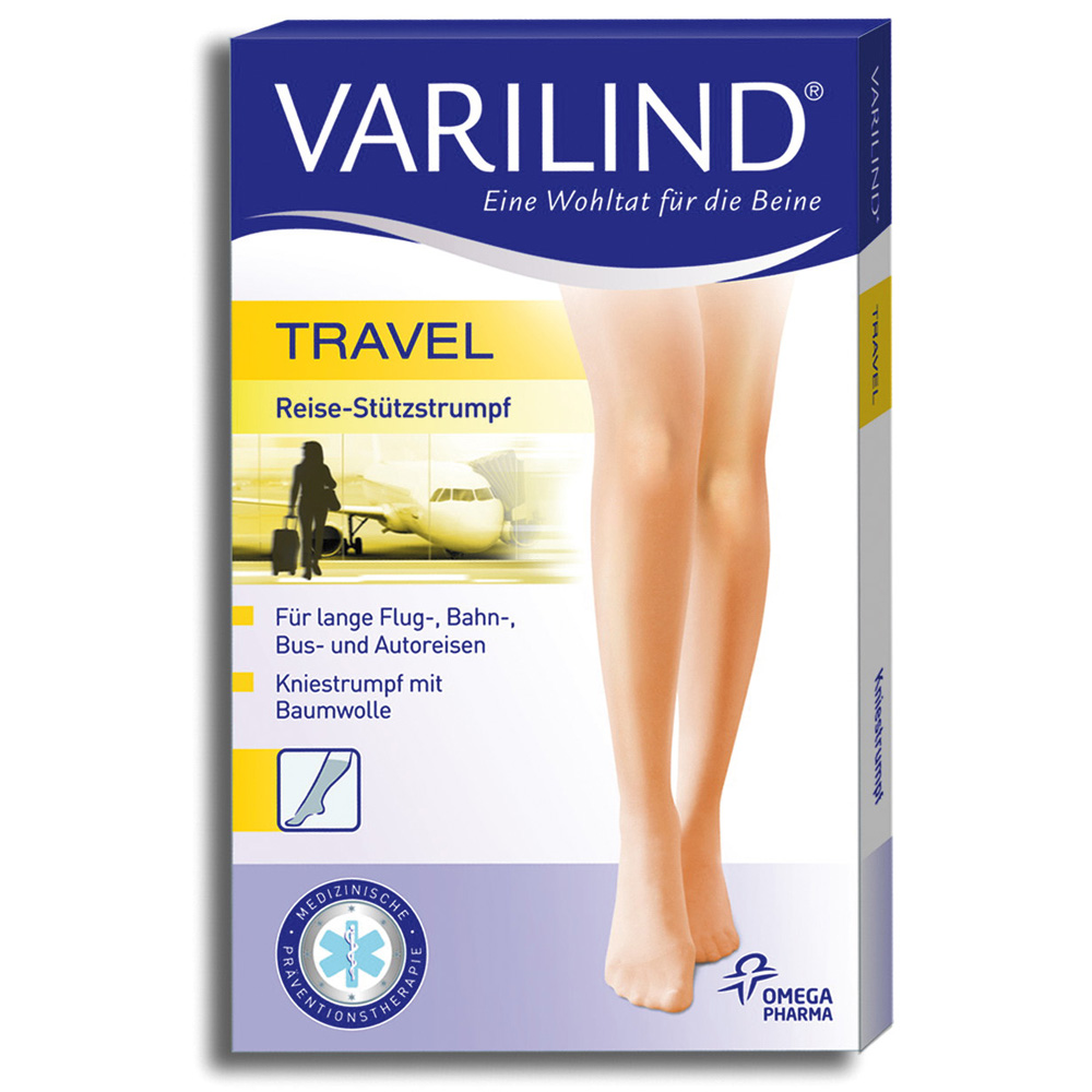 Varilind® Travel Kniestrümpfe 180 DEN blau Gr. L (42,5-45)