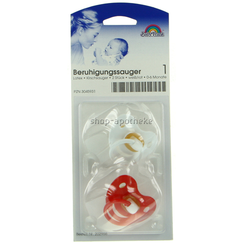 Baby-Frank® Beruhigungssauger 0-6 Monate Kirschform weiß / rot