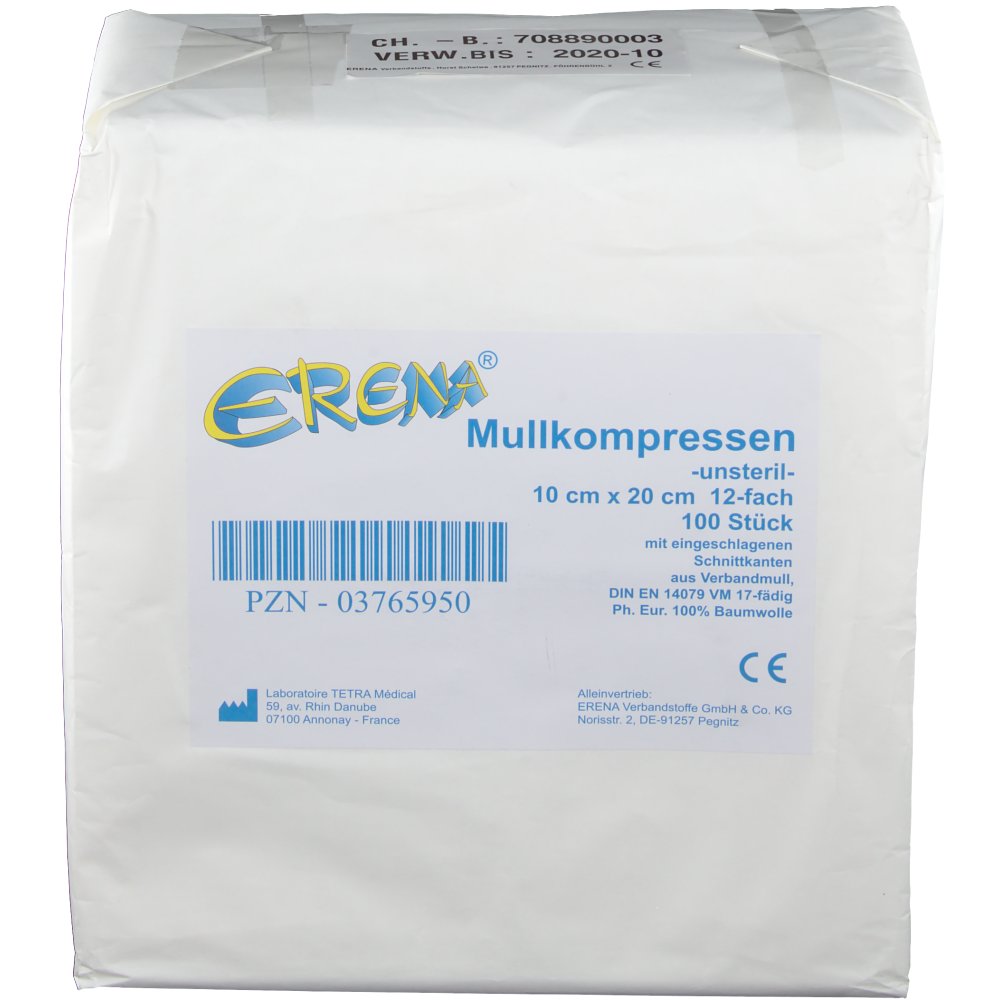 Erena® Mullkompresse 12 fach 10 x 20 cm unsteril