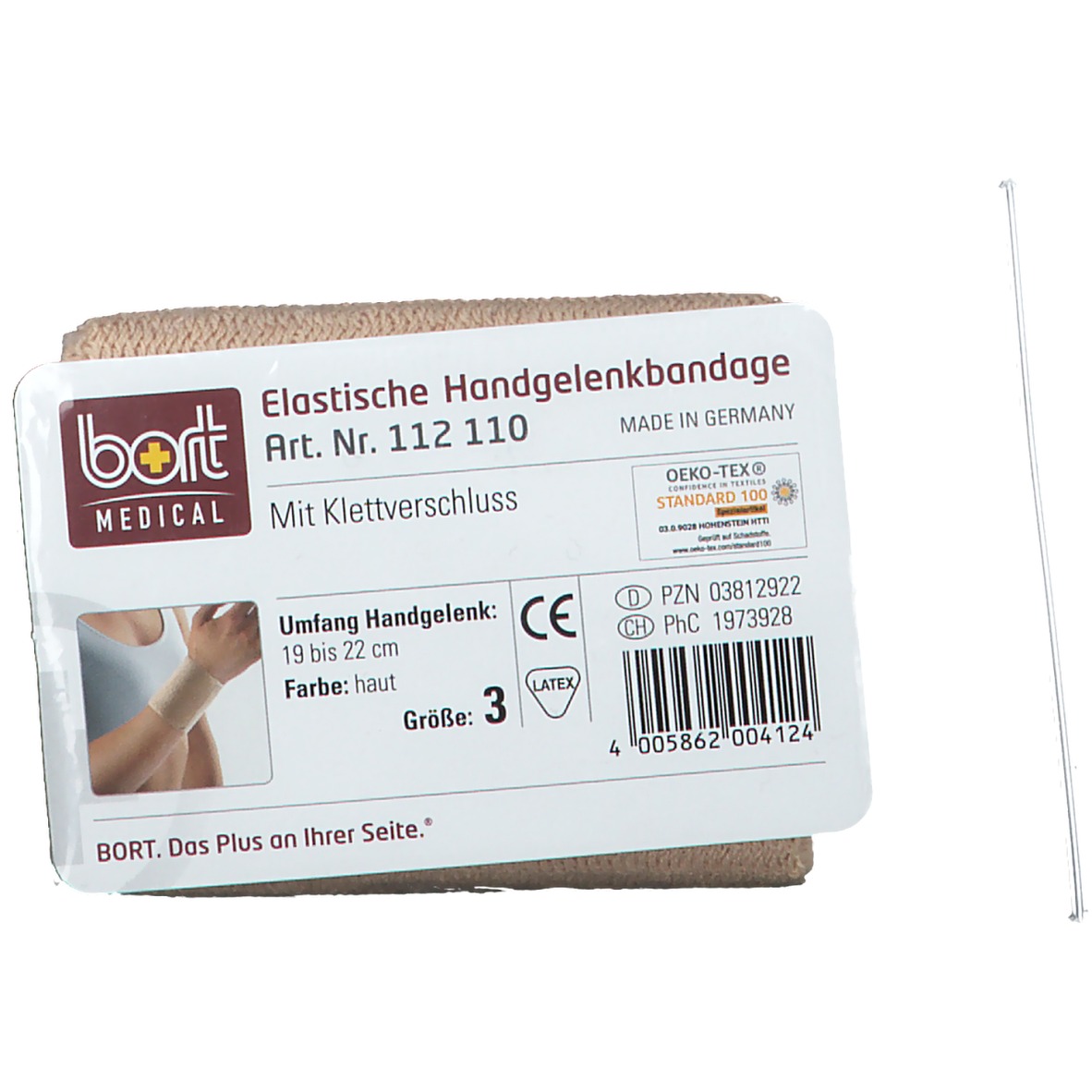 Bort Handgelenkbandage mit Klettverschluss haut Gr. 3