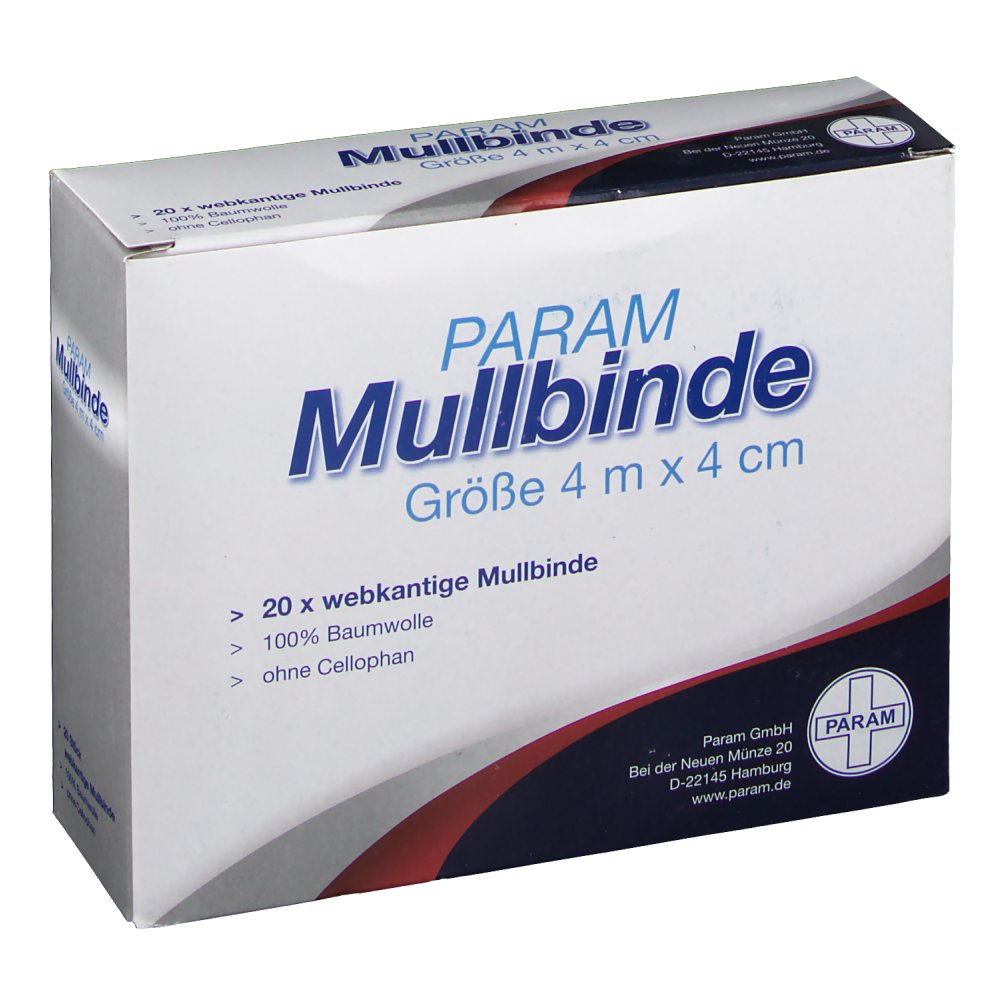 Param Mullbinden ohne Cellophan 4 m x 4 cm