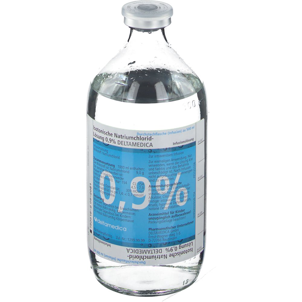Isotonische Natriumchlorid-Lösung 0,9% Glasflasche