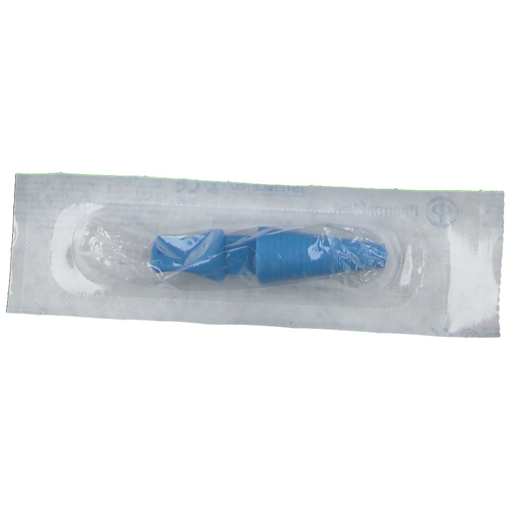Katheterstöpsel geriffelt aus Kunststoff steril blau