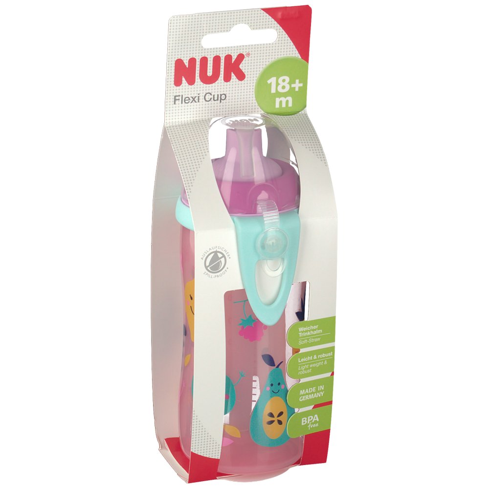 NUK Flexi Cup 300ml - Bicchiere Con Cannuccia Silicone Antigoccia Per Bambini