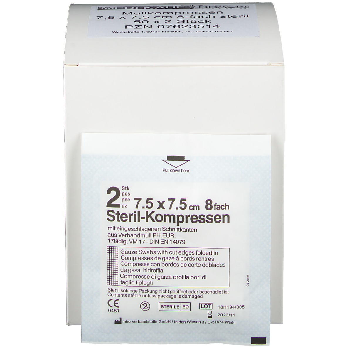 Mullkompressen 7,5 x 7,5 cm steril