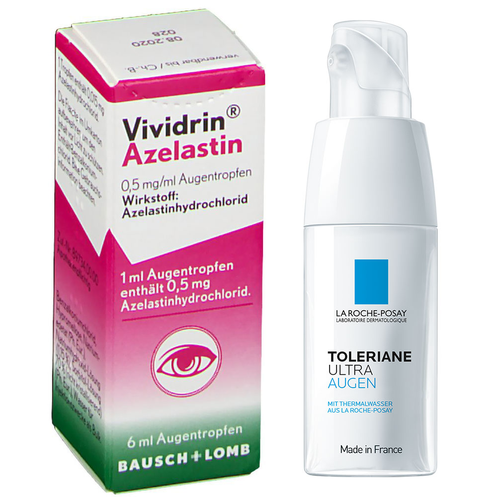La Roche-Posay Toleriane Ultra Augen beruhigende Augenpflege + Vividrin® Azelastin Augentropfen 0,5 mg/ml