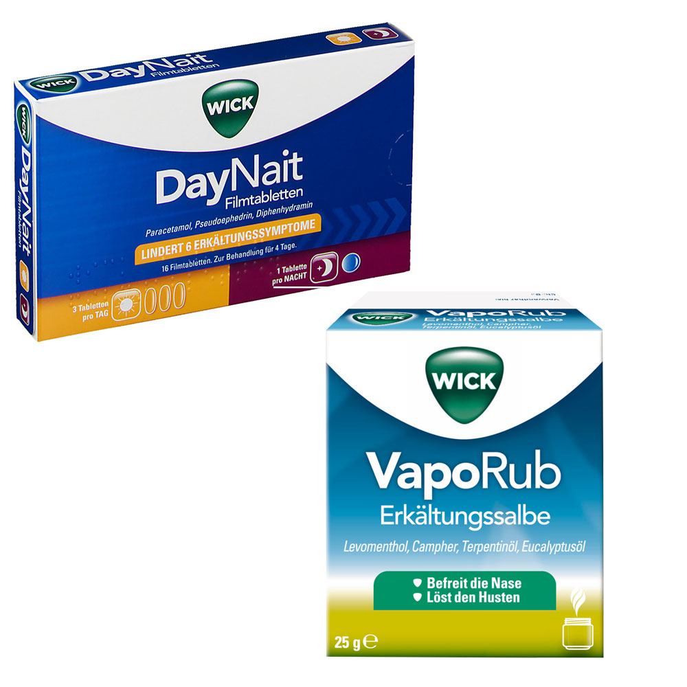 Wick DayNait + Wick VapoRub Erkältungssalbe Set