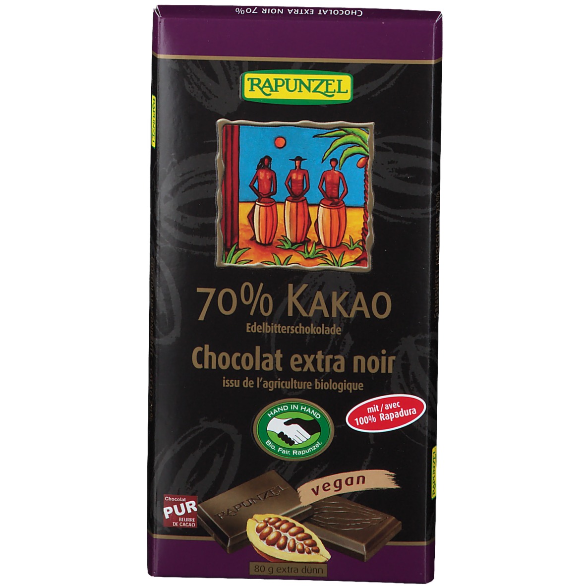Rapunzel Edelbitter Schokolade 70% Kakao (Rapadura)