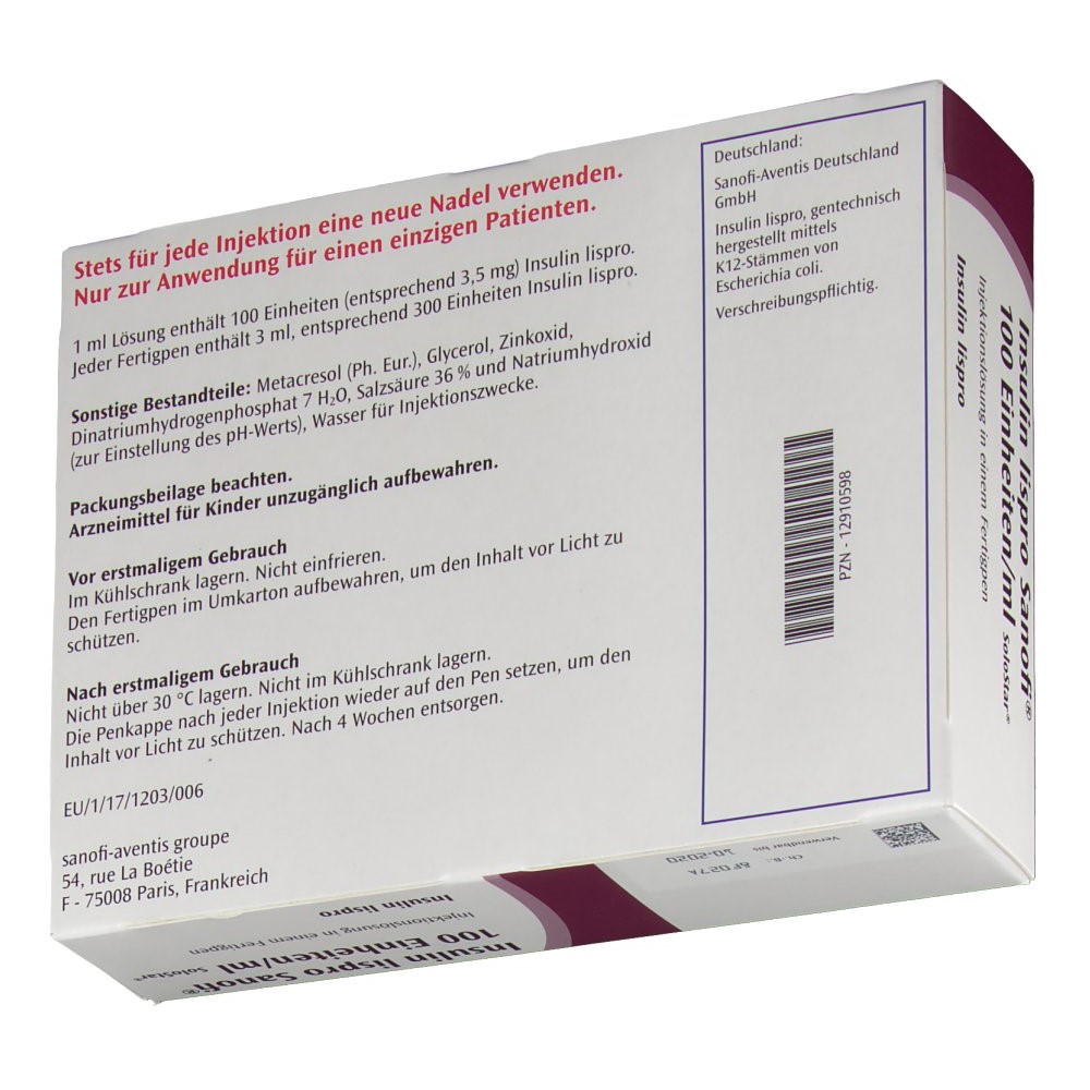 INSULIN LISPRO Sanofi 100 E/ml Inj.-Lsg.Fertigpen - shop ...