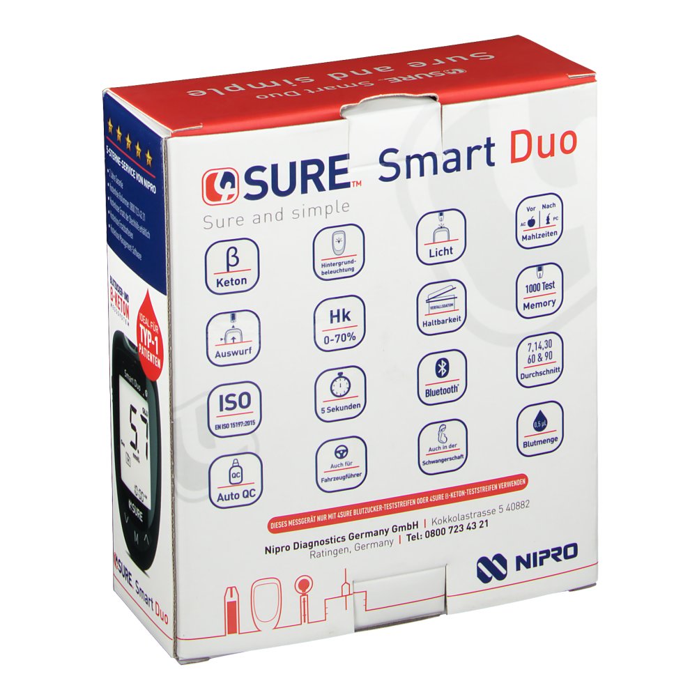 4sure Smart Duo Blutzucker Und ß Keton Messgerät Mmoll Shop