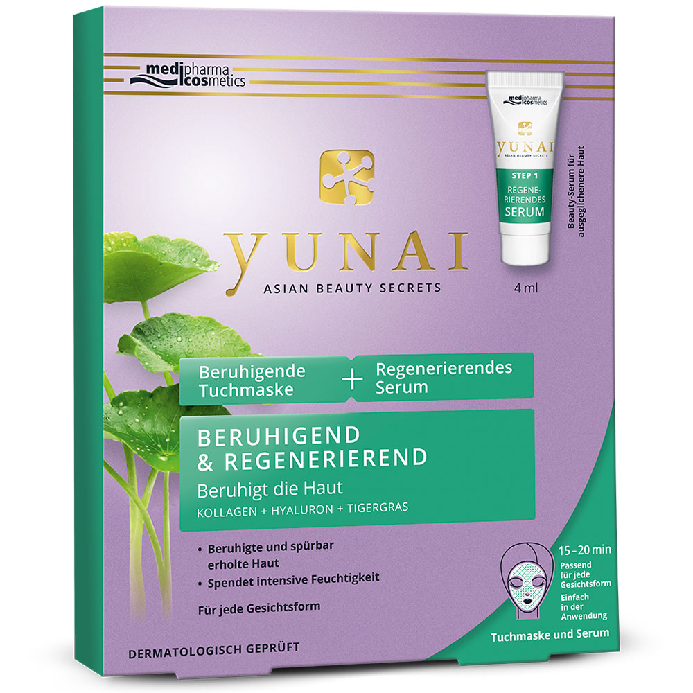 medipharma cosmetics Yunai Beruhigende Tuchmaske + Regenerierendes Serum