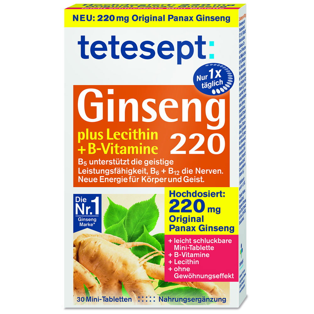 Tetesept Ginseng 220 Plus Lecithin + B-Vitamine