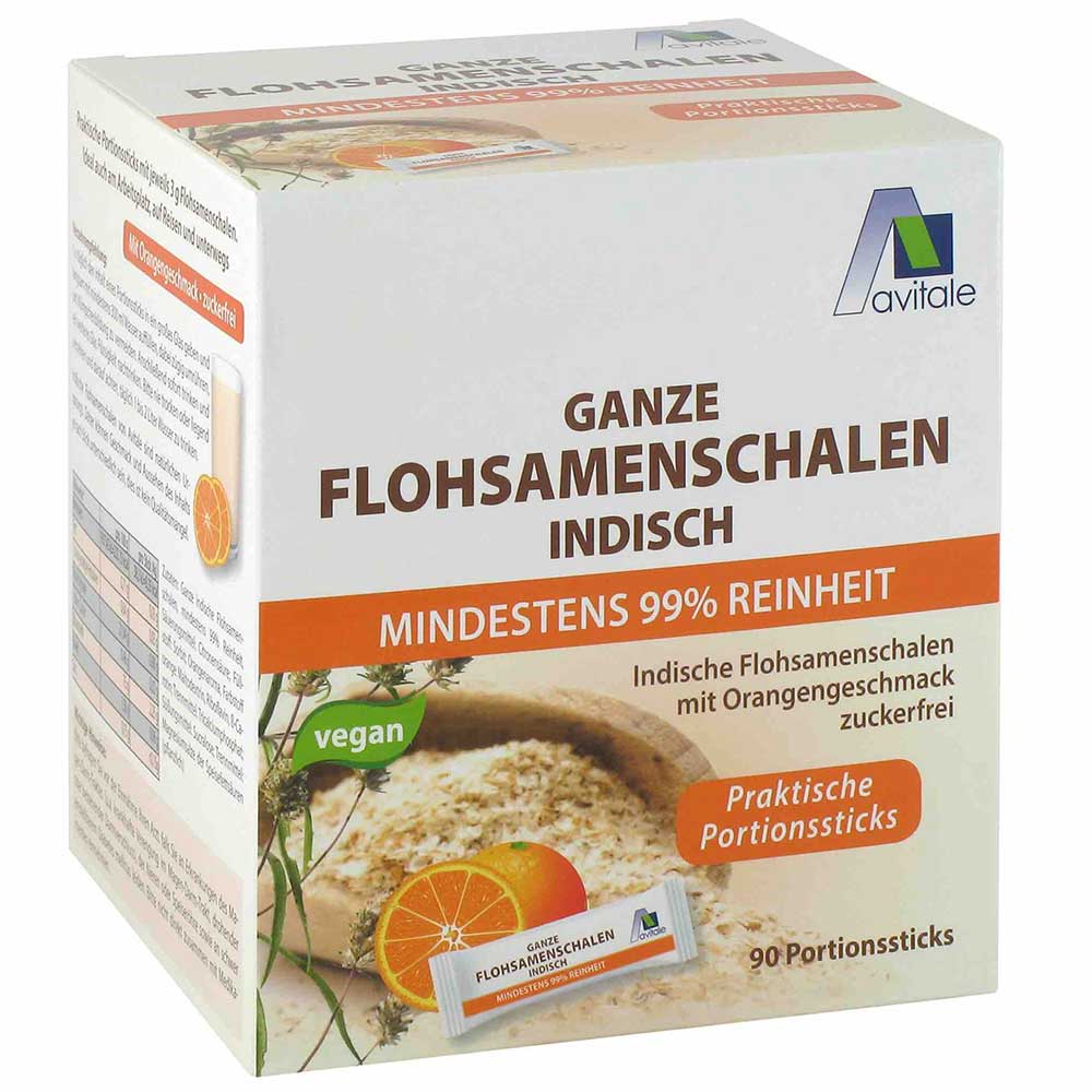 Avitale Ganze Flohsamenschalen Indisch Portionssticks Orange