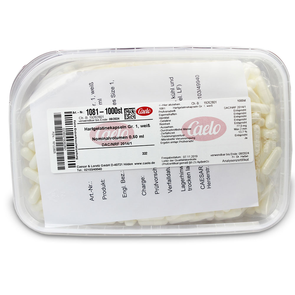 Hartgelantine Kapseln Gr, 1, weiß