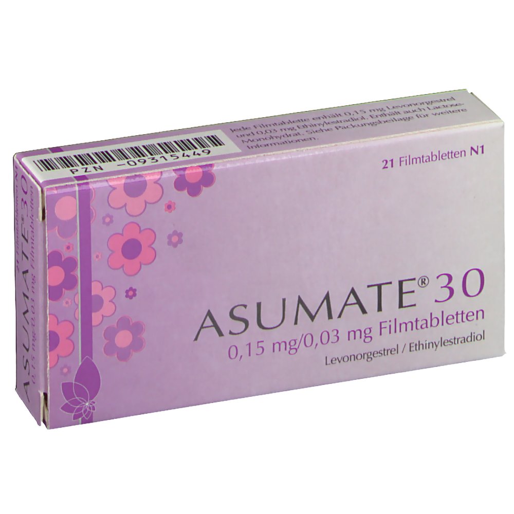 ASUMATE 30 0,15 mg/0,03 mg Filmtabletten 1X21 St - shop-apotheke.com