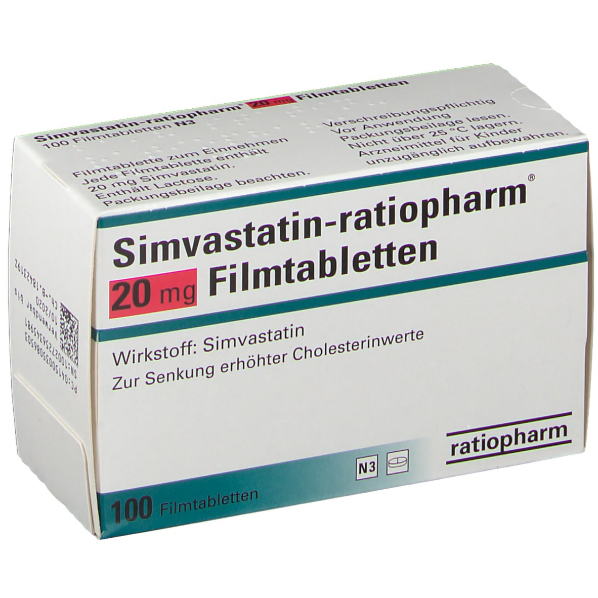 Simvastatin-ratiopharm 20 mg Filmtabletten 100 St - shop-apotheke.com