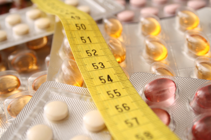 Maßband und Tabletten