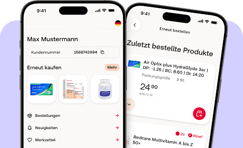 Smartphone mit Wiederbestellfunktion für Produkte bei Shop Apotheke