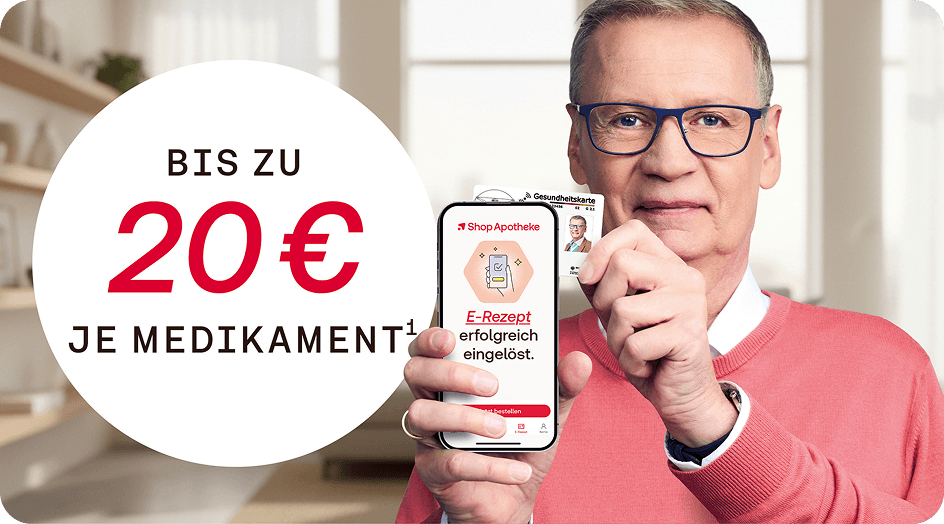 Günther Jauch löst ein E-Rezept mit der Shop-Apotheke-App ein