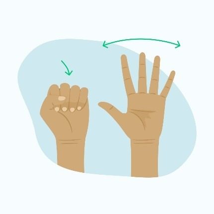 Man sieht eine Hand, die Fingerübungen macht. 