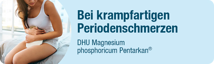 Bei krampfartigen Periodenschmerzen: DHU Magnesium phosphoricum Pentarkan Liegende Frau - Bei krampfartigen Periodenschmerzen: DHU Magnesium phosphoricum Pentarkan