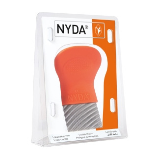 Packshot NYDA® Läuse- und Nissenkamm mit „Kinderarzt“-Störer.