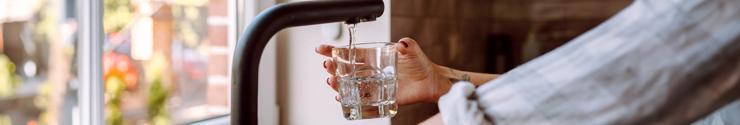 Banner Wasserglas und Wasserfilter