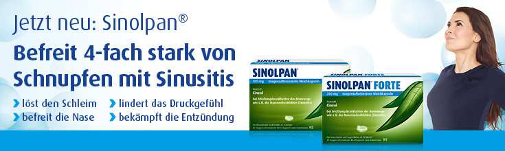 Sinolpan® bei Schnupfen mit Entzündungen der Nasennebenhöhlen Sinolpan® bei Schnupfen mit Entzündungen der Nasennebenhöhlen