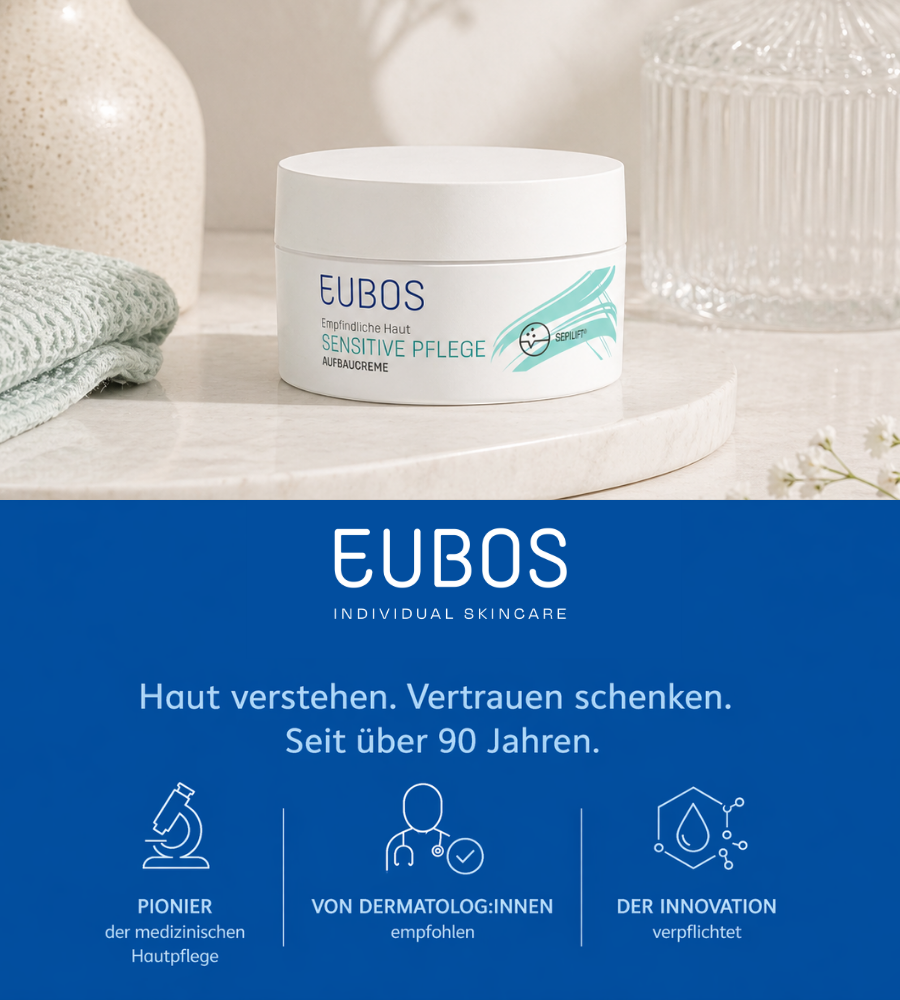 EUBOS Individual Skincare. Text: Haut verstehen. Vertrauen schenken. Seit über 90 Jahren.