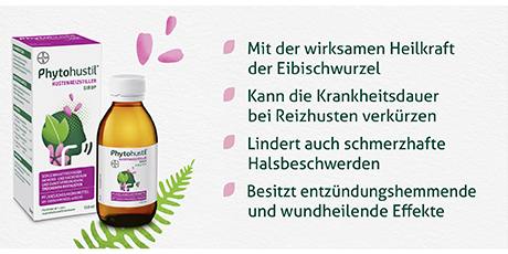 Produkt und Text: Mit der wirksamen Heilkraft der Eibischwurzel. Kann die Krankheitsdauer verkürzen.