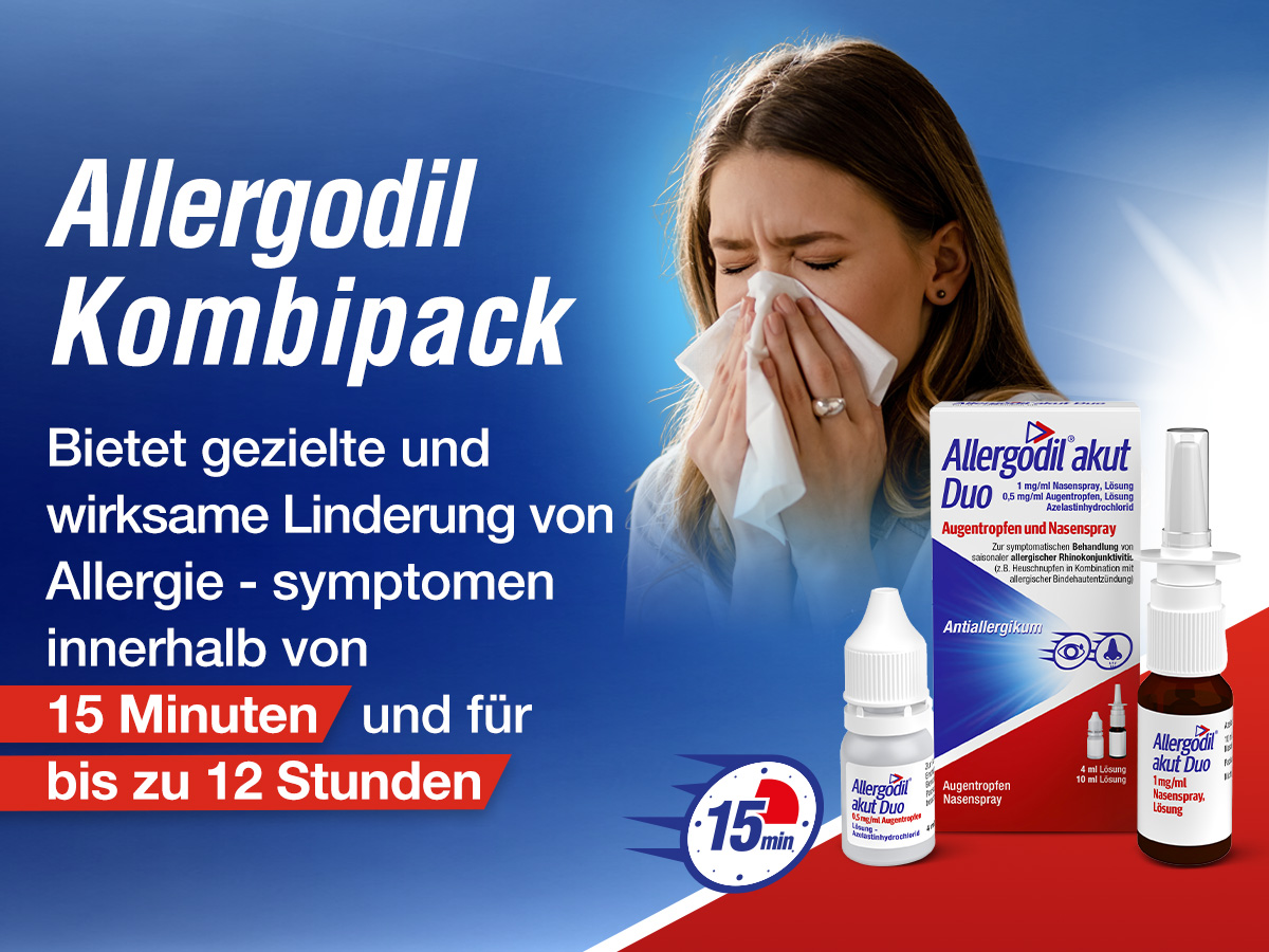 Allergodil akut: Schnelle Linderung bei Heuschnupfen, genau dort, wo es juckt.