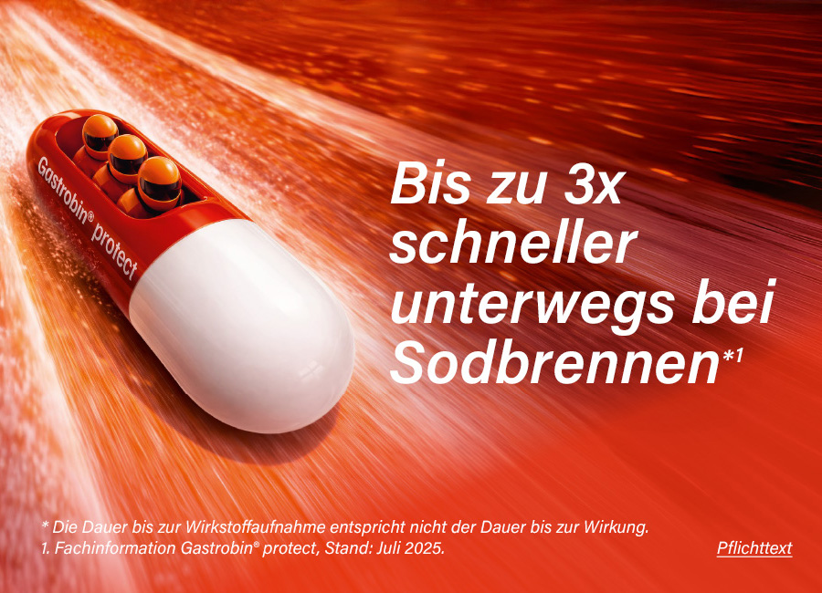 Packung Gastrobin® protect 20 mg, 7 Hartkapseln, zur Anwendung bei Erwachsenen.