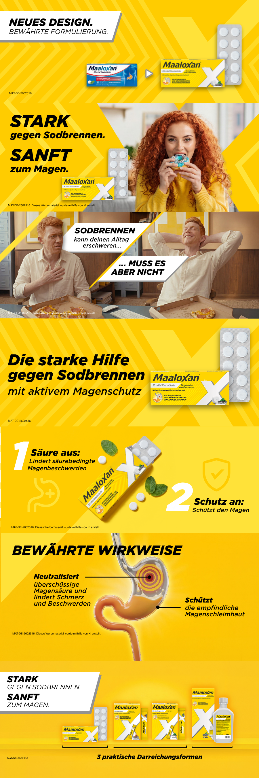 Grafik mit Magen-Darstellung, Text 'Wirkt 2-fach'.