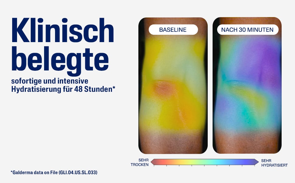 Hände in Labor. Text: Wissenschafts-basiert. Von Dermatologen empfohlen. Schützt gegen 5 Anzeichen empfindlicher Haut.