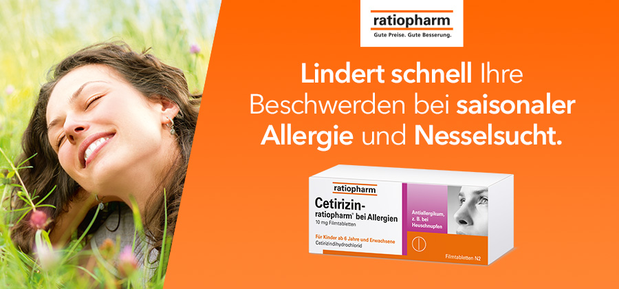 Cetirizin, Allergie, Heuschnupfen, Ceterizin, Allergietabletten, Cetrizin, Citirizin, Antiallergikum, ratiopharm, Allergika