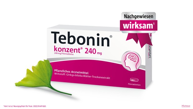 Tebonin konzent 240 mg Verpackung mit 80 Filmtabletten.