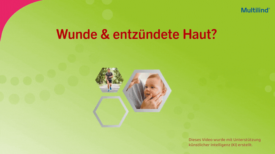 Wunde & entzündete Haut? Bild von Läufer und Babygesicht. Multilind.