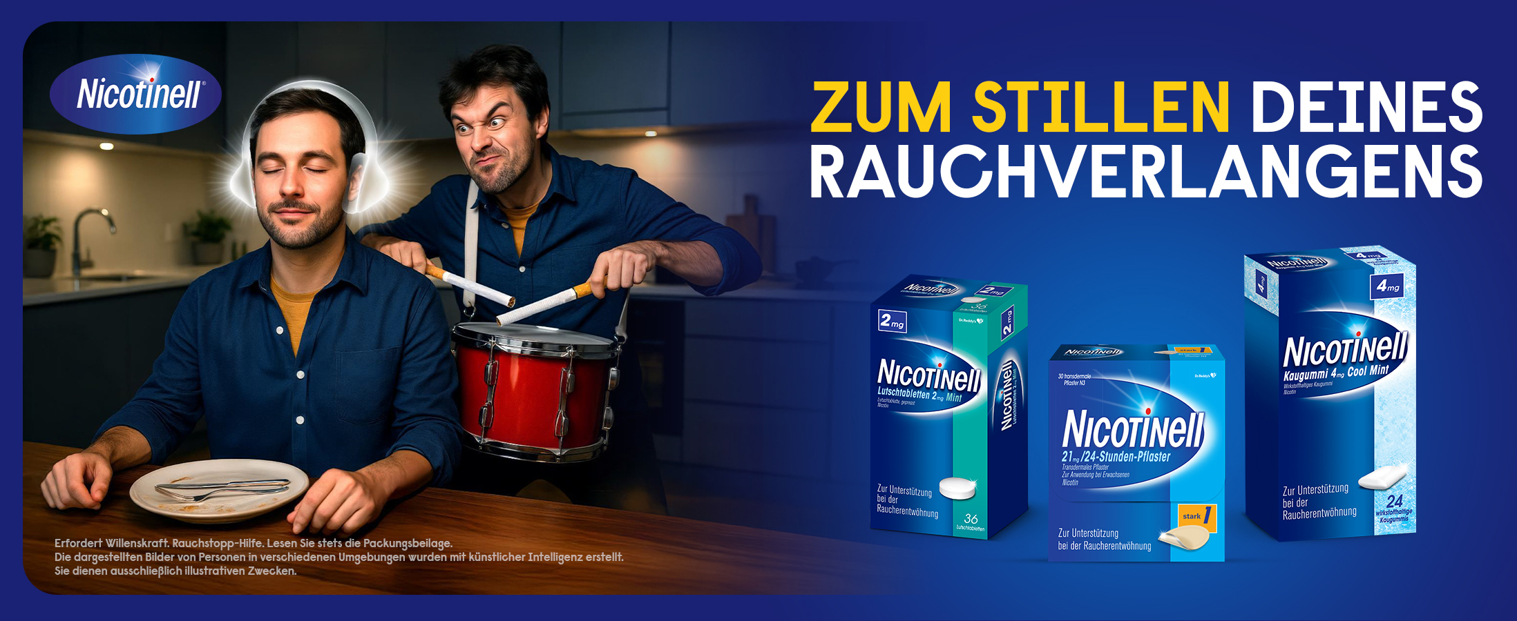 Dosierungsempfehlung Nicotinell Kaugummis basierend auf Zigarettenkonsum.
