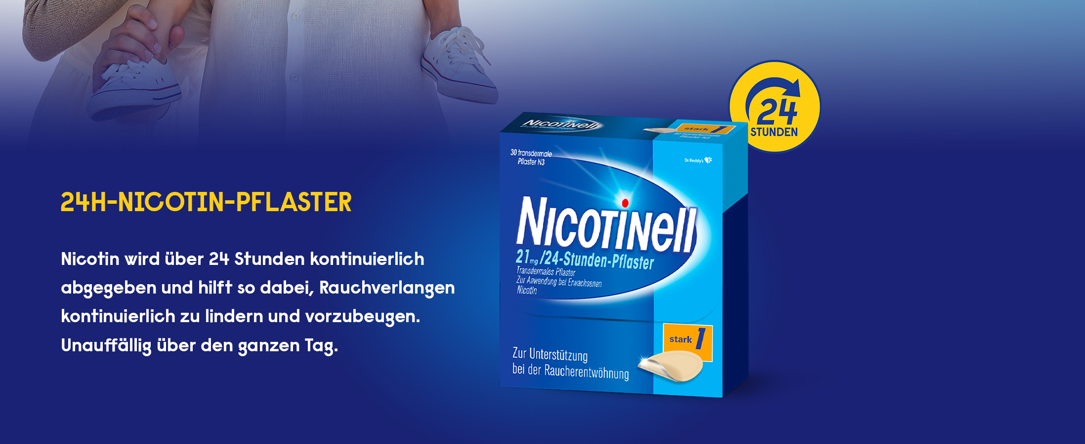Familie lacht im Freien, Nicotinell verdoppelt Chance auf Rauchfreiheit.