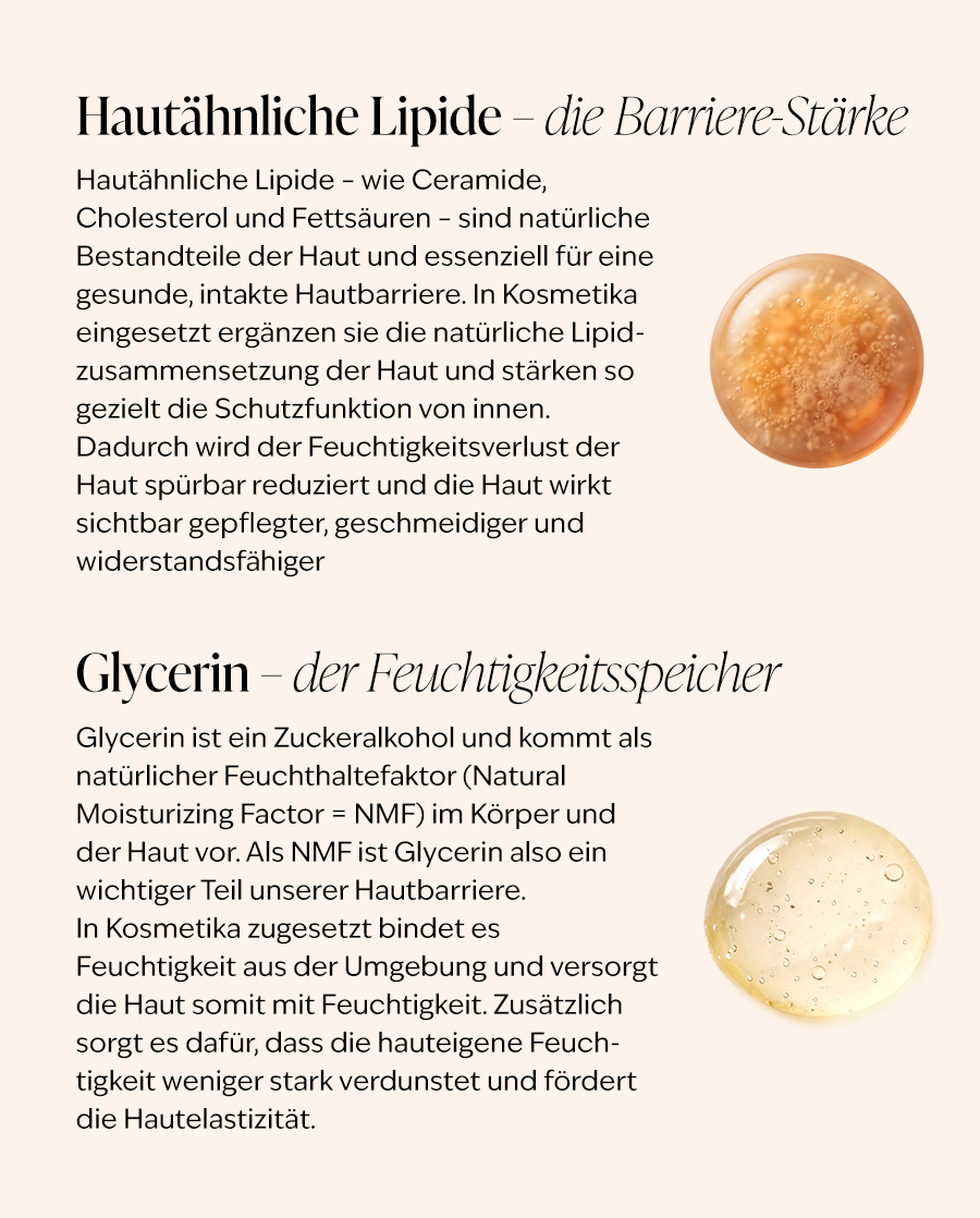 Hände mit PHYSIOGEL Gesichtscreme, die bis zu 25% glattere Haut verspricht.