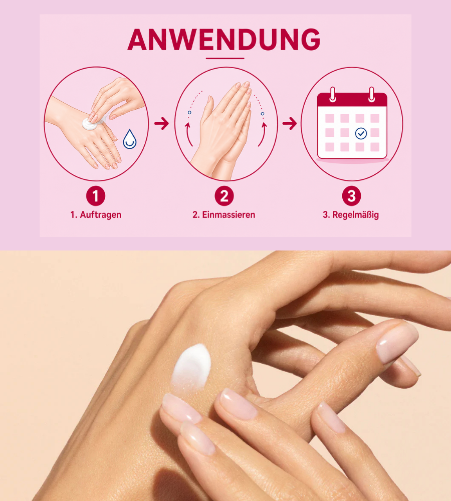 Verschiedene EUBOS Produkte auf Holz. Text: Haut verstehen. Vertrauen schenken.