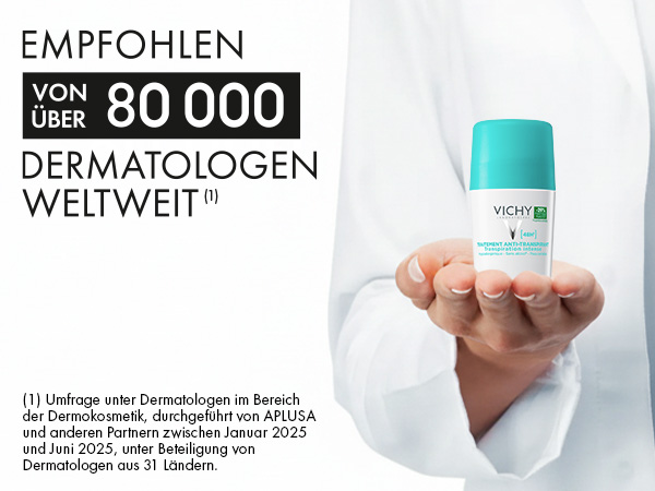 Vichy Anti-Transpirant 48h Roll-On. Merkmale: Anti-Verhaftungs-Effekt, Anti-Weisse & -Gelbe Flecken.