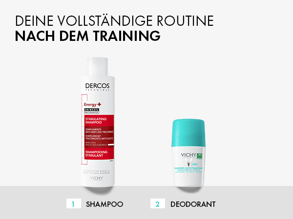 Drei Vichy Roll-On Deodorants: 48h, 72h und 96h Schutz für verschiedene Schweissbildung.