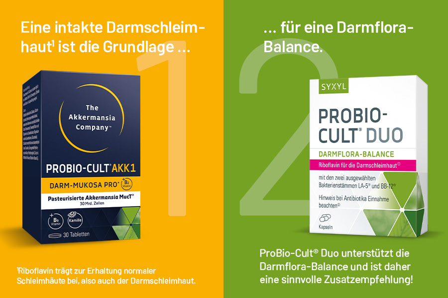 Produktverpackung. PROBIO-CULT AKK1 und PROBIO-CULT DUO. Text.