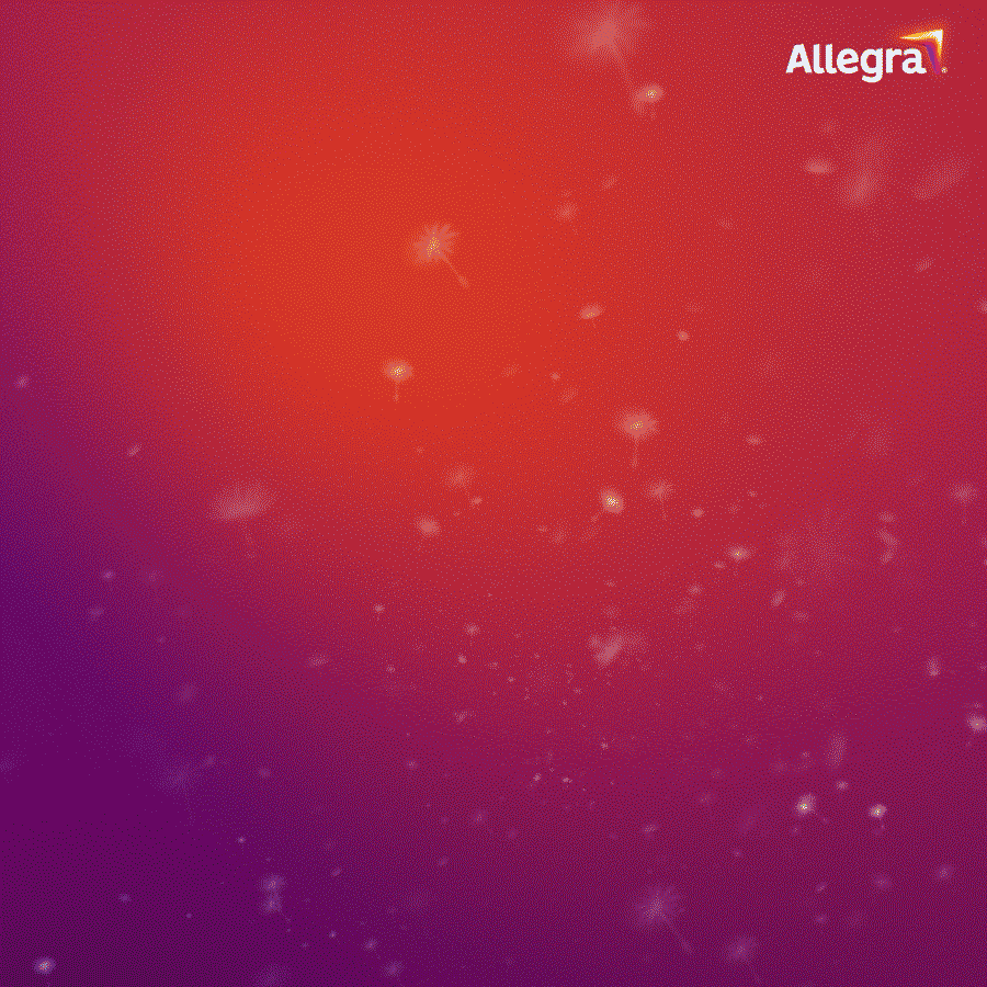 Abstrakte Darstellung von Pollen in der Luft. Farbverlauf von Rot nach Lila.