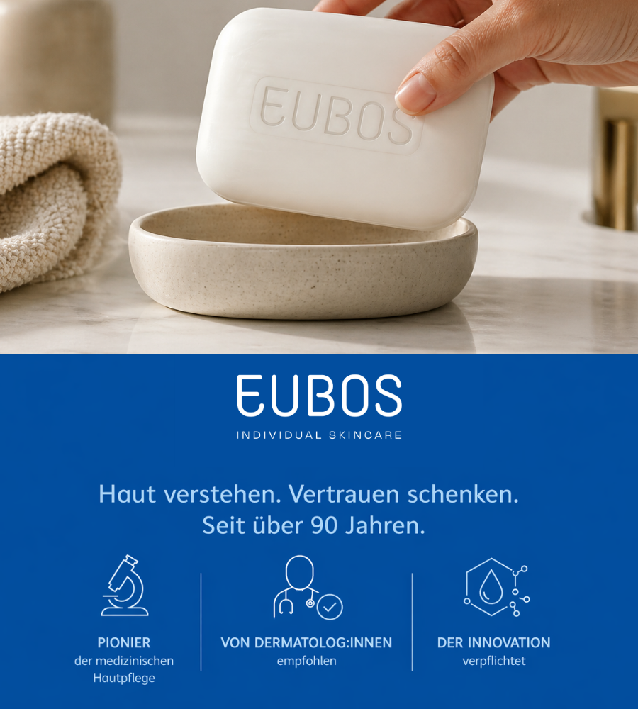 EUBOS Individual Skincare. Text: Haut verstehen. Vertrauen schenken. Seit über 90 Jahren.