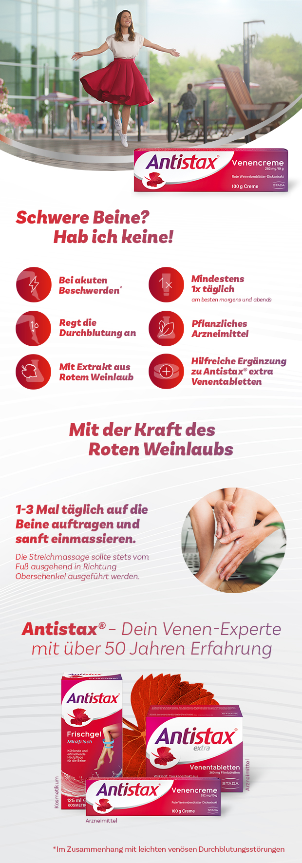 Antistax Venencreme: Produktinformationen, Anwendung und Vorteile.