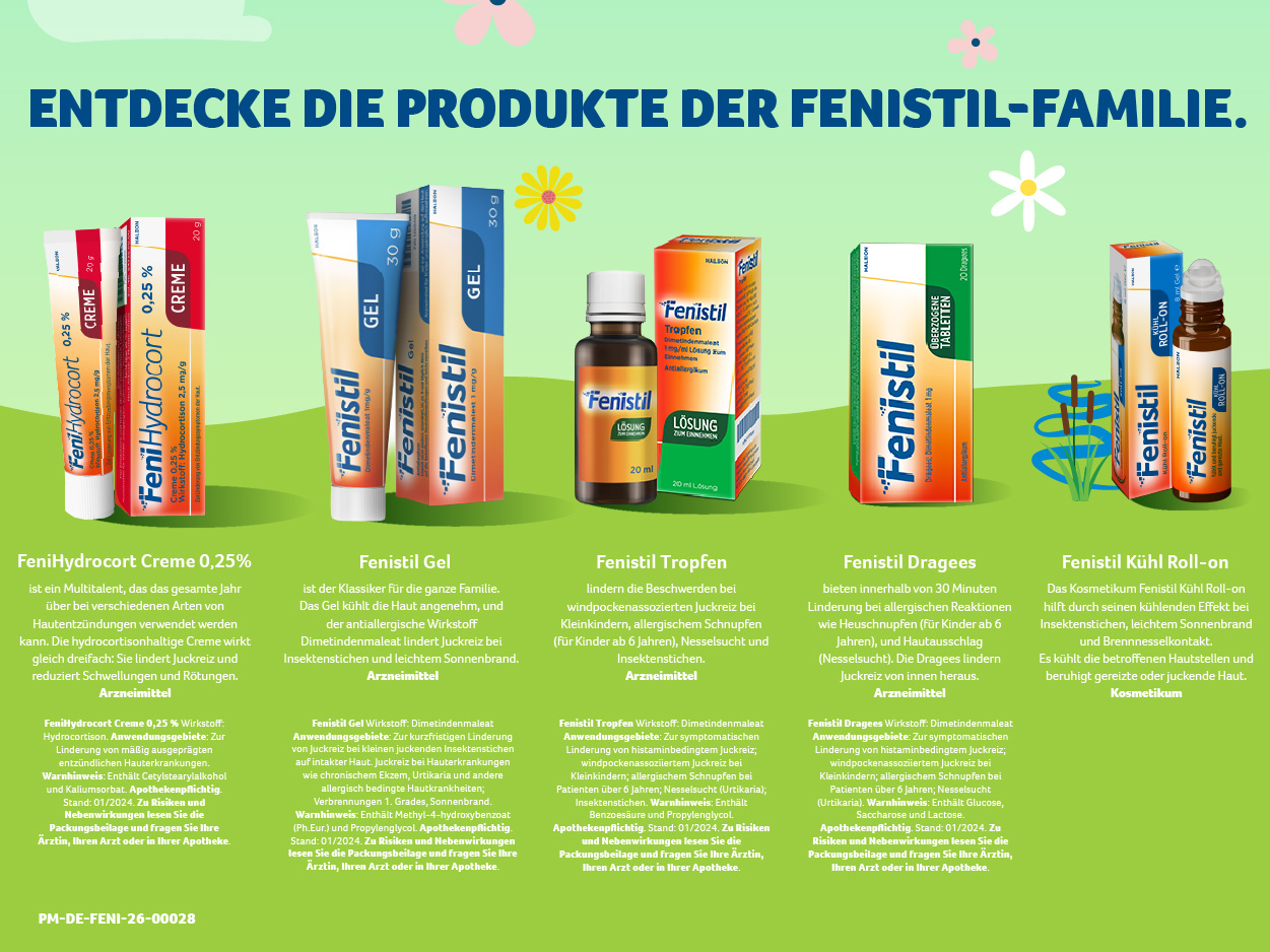 Nr.1 in Deutschland bei Hautentzündungen, FeniHydrocort Creme 0,25%.