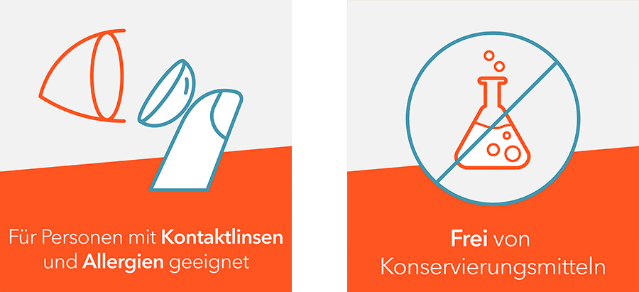 Nahaufnahme eines Auges. Text: Intensive Erfrischung für trockene Augen. Logo ratiopharm und Verpackung.